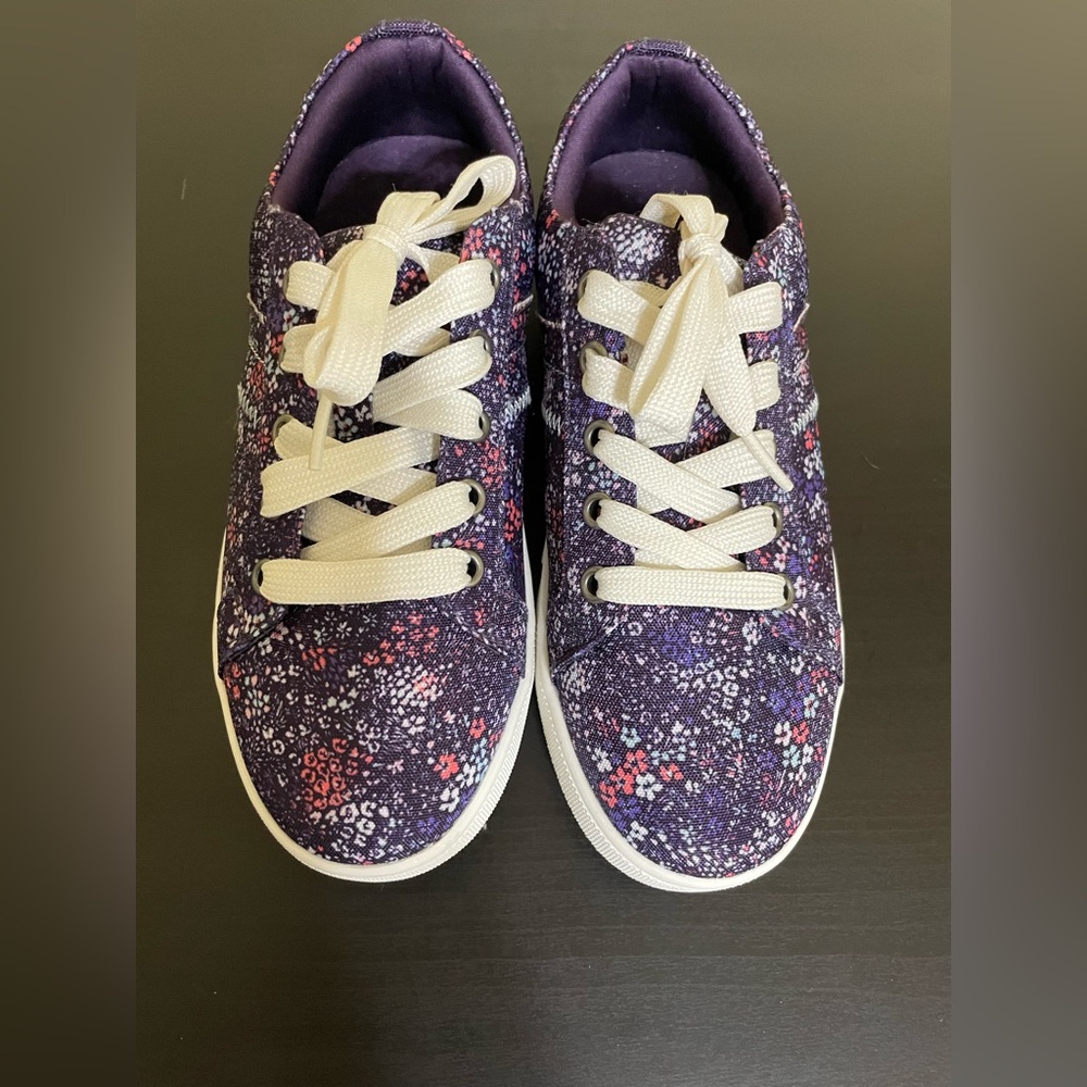 Lands' End Purple Cream Sneakers Cosmic Print
